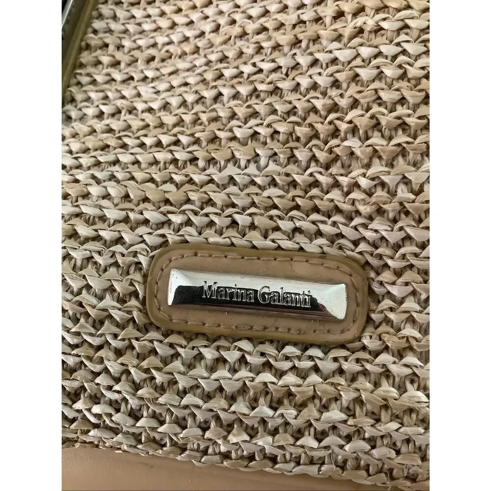 Marina Galanti Tan Woven Straw Raffia Backpack Purse Italian Travel P8-3